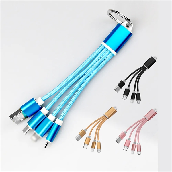 Nylon Braided Cellphone Charging Cable with Keychain - Nylon Braided Cellphone Charging Cable with Keychain - Image 0 of 1