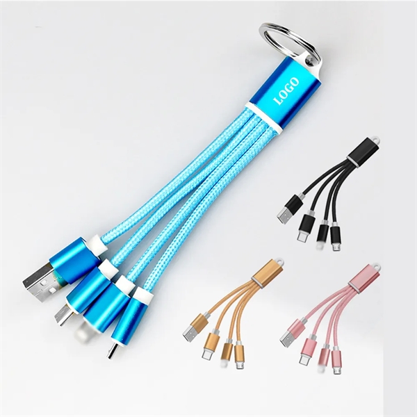 Nylon Braided Cellphone Charging Cable with Keychain - Nylon Braided Cellphone Charging Cable with Keychain - Image 1 of 1
