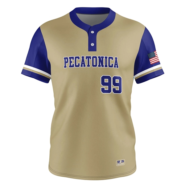 Full Dye Sub Baseball/Softball Two Button Jersey - Pro-Fit P - Full Dye Sub Baseball/Softball Two Button Jersey - Pro-Fit P - Image 0 of 5