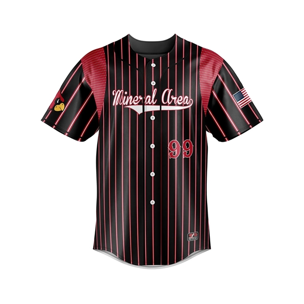 Full Dye Sub Baseball/Softball Two Button Jersey - Pro-Fit P - Full Dye Sub Baseball/Softball Two Button Jersey - Pro-Fit P - Image 4 of 5