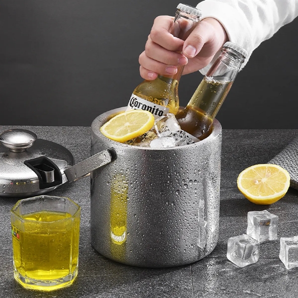Double Walled Metal Ice Buckets with Tong - Double Walled Metal Ice Buckets with Tong - Image 1 of 4