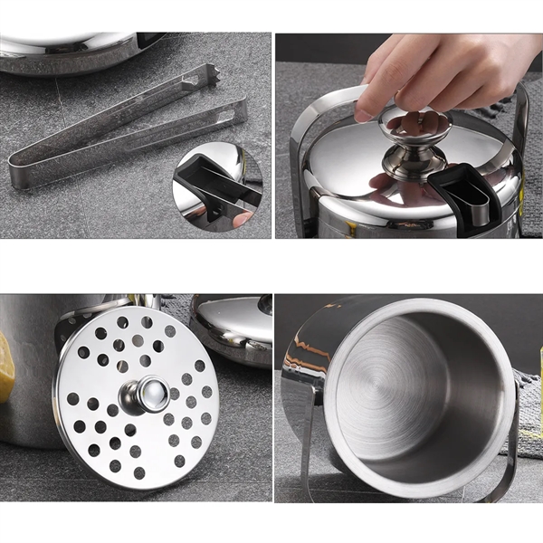 Double Walled Metal Ice Buckets with Tong - Double Walled Metal Ice Buckets with Tong - Image 3 of 4