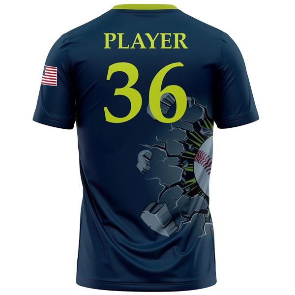 Full Dye Sub Baseball/Softball Two Button Short Sleeve Pullo - Full Dye Sub Baseball/Softball Two Button Short Sleeve Pullo - Image 3 of 5