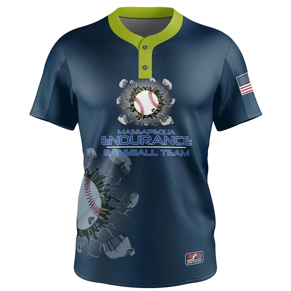 Full Dye Sub Baseball/Softball Two Button Short Sleeve Pullo - Full Dye Sub Baseball/Softball Two Button Short Sleeve Pullo - Image 2 of 5