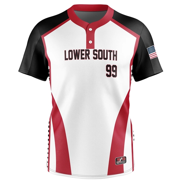 Full Dye Sub Baseball/Softball Two Button Short Sleeve Pullo - Full Dye Sub Baseball/Softball Two Button Short Sleeve Pullo - Image 4 of 5