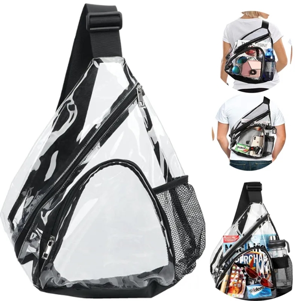 Clear PVC Crossbody Bag With Adjustable Strap - Clear PVC Crossbody Bag With Adjustable Strap - Image 0 of 5