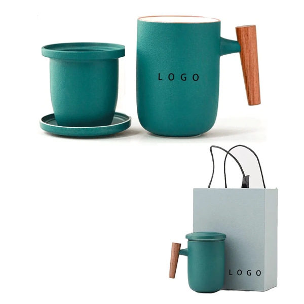 Ceramic Coffee Mug w/ Wooden Handle - Ceramic Coffee Mug w/ Wooden Handle - Image 0 of 1