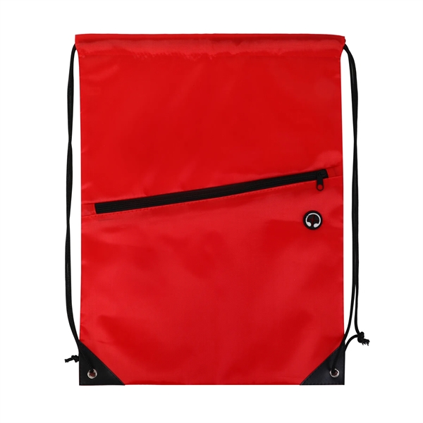 Drawstring Backpack with Front Zipper Pocket - Drawstring Backpack with Front Zipper Pocket - Image 2 of 21
