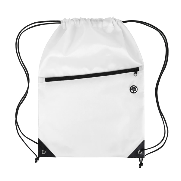 Drawstring Backpack with Front Zipper Pocket - Drawstring Backpack with Front Zipper Pocket - Image 4 of 21