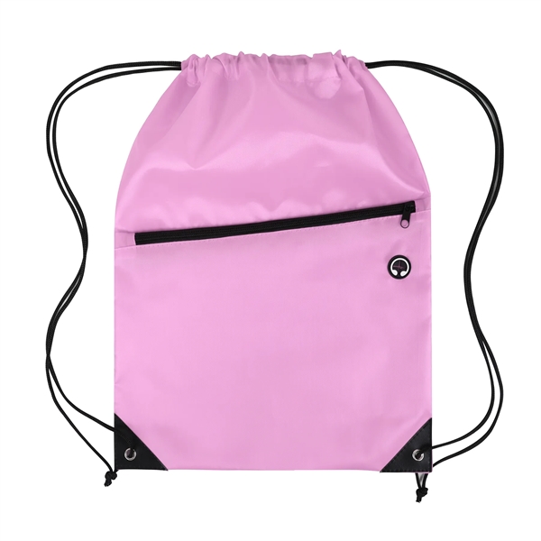 Drawstring Backpack with Front Zipper Pocket - Drawstring Backpack with Front Zipper Pocket - Image 6 of 21