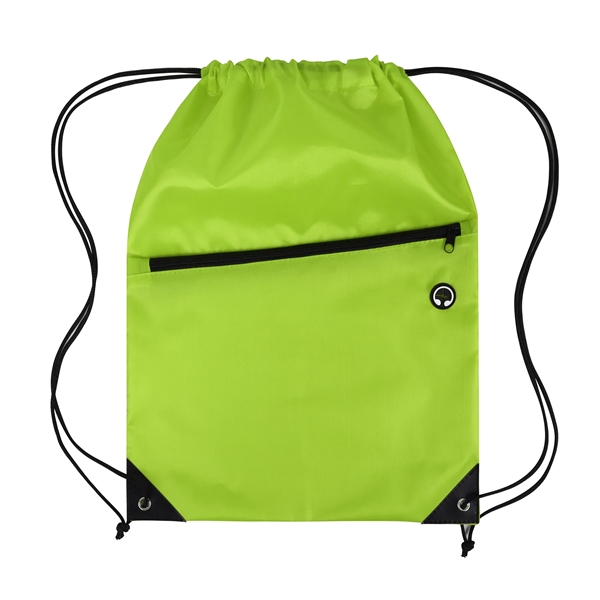 Drawstring Backpack with Front Zipper Pocket - Drawstring Backpack with Front Zipper Pocket - Image 7 of 21