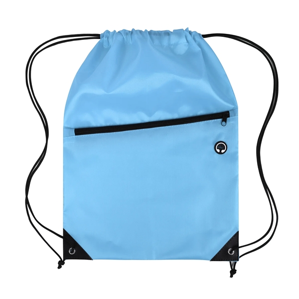 Drawstring Backpack with Front Zipper Pocket - Drawstring Backpack with Front Zipper Pocket - Image 8 of 21