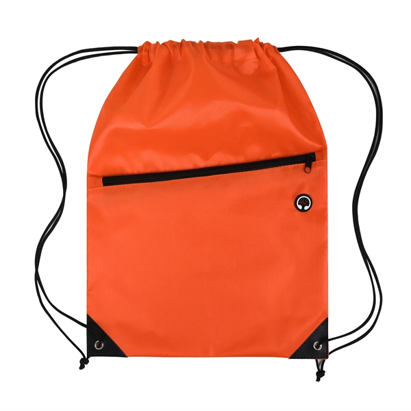 Drawstring Backpack with Front Zipper Pocket - Drawstring Backpack with Front Zipper Pocket - Image 9 of 21