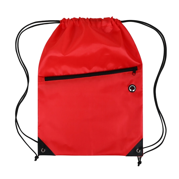 Drawstring Backpack with Front Zipper Pocket - Drawstring Backpack with Front Zipper Pocket - Image 11 of 21