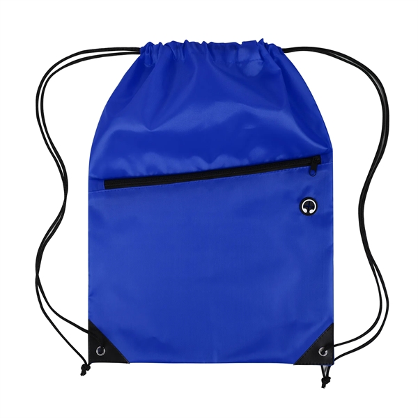 Drawstring Backpack with Front Zipper Pocket - Drawstring Backpack with Front Zipper Pocket - Image 12 of 21