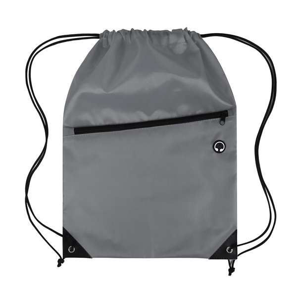 Drawstring Backpack with Front Zipper Pocket - Drawstring Backpack with Front Zipper Pocket - Image 13 of 21