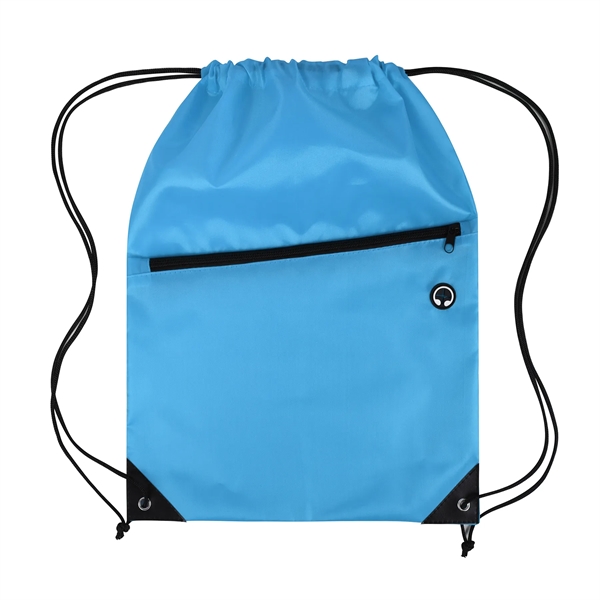 Drawstring Backpack with Front Zipper Pocket - Drawstring Backpack with Front Zipper Pocket - Image 14 of 21