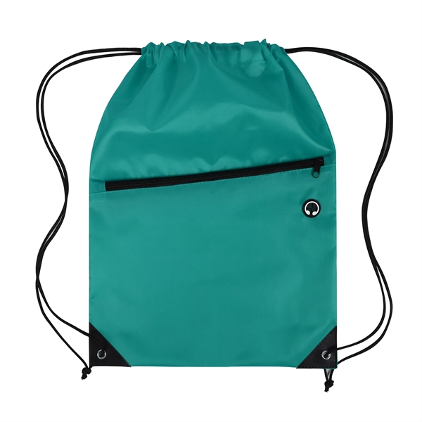 Drawstring Backpack with Front Zipper Pocket - Drawstring Backpack with Front Zipper Pocket - Image 15 of 21