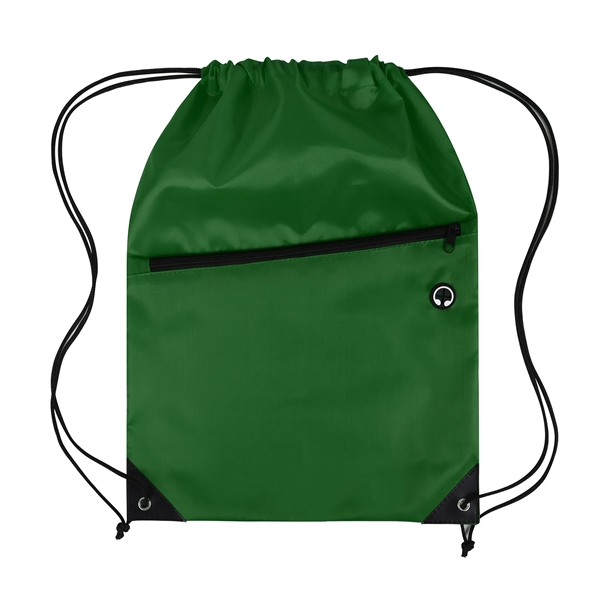 Drawstring Backpack with Front Zipper Pocket - Drawstring Backpack with Front Zipper Pocket - Image 16 of 21