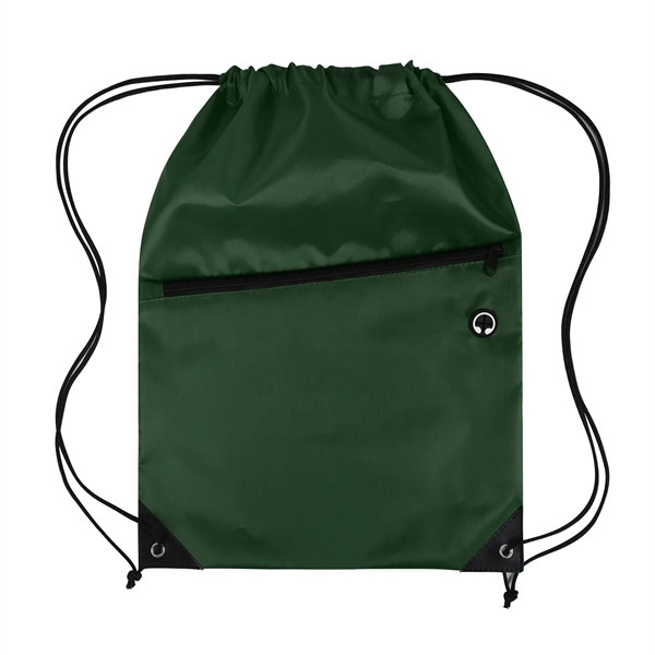 Drawstring Backpack with Front Zipper Pocket - Drawstring Backpack with Front Zipper Pocket - Image 17 of 21