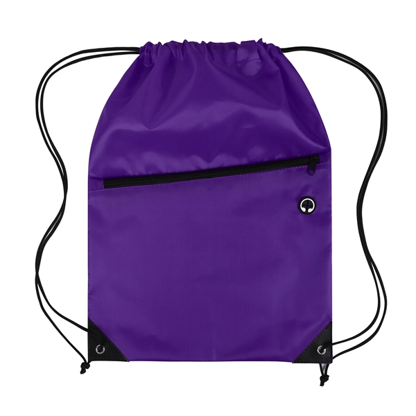 Drawstring Backpack with Front Zipper Pocket - Drawstring Backpack with Front Zipper Pocket - Image 18 of 21