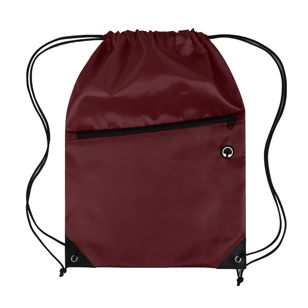 Drawstring Backpack with Front Zipper Pocket - Drawstring Backpack with Front Zipper Pocket - Image 19 of 21