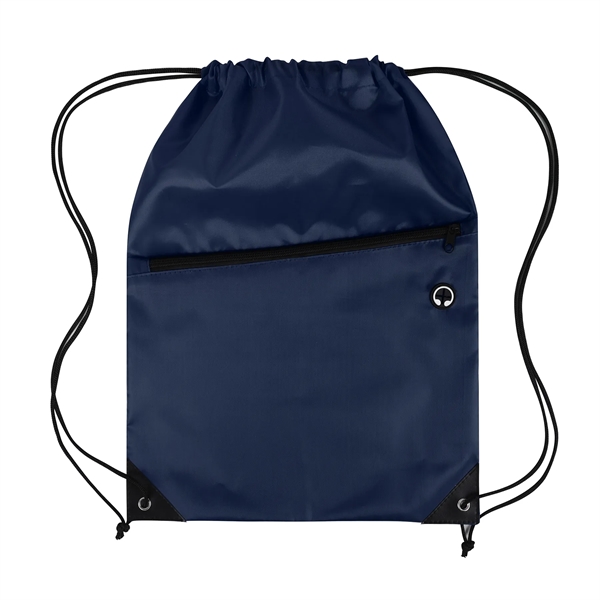 Drawstring Backpack with Front Zipper Pocket - Drawstring Backpack with Front Zipper Pocket - Image 20 of 21