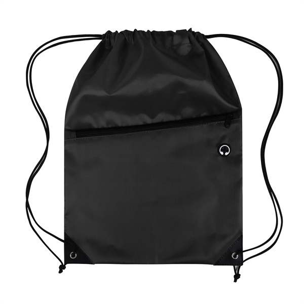 Drawstring Backpack with Front Zipper Pocket - Drawstring Backpack with Front Zipper Pocket - Image 21 of 21