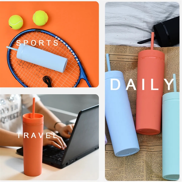 16 Oz Plastic Funny Straight Sport Water Bottle With Straw - 16 Oz Plastic Funny Straight Sport Water Bottle With Straw - Image 2 of 2