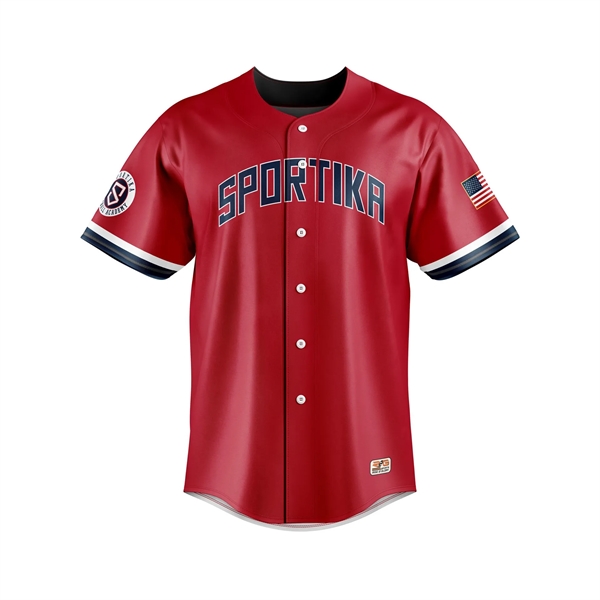 Sublimated Baseball/Softball Faux Full Button Short Sleeve - Sublimated Baseball/Softball Faux Full Button Short Sleeve - Image 2 of 3