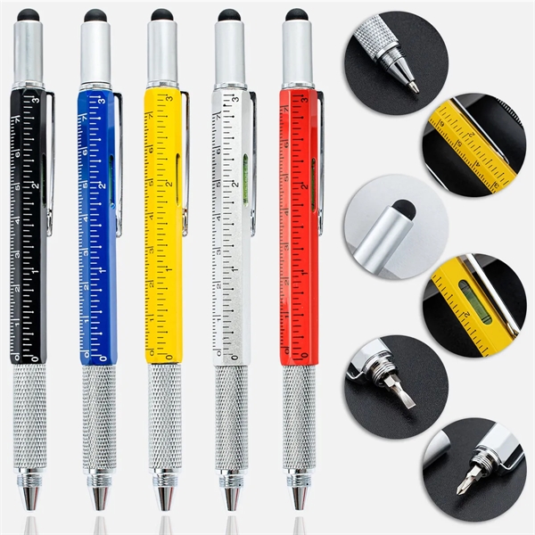 Metal Multi Tool 6-In-1 Stylus Pen - Metal Multi Tool 6-In-1 Stylus Pen - Image 0 of 7
