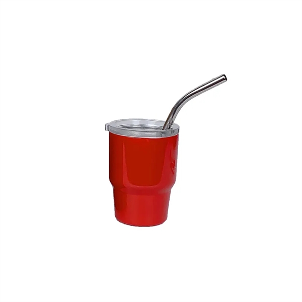 Mini 2 oz  Metal Tumbler Shot Glasses With Lids And Straws - Mini 2 oz  Metal Tumbler Shot Glasses With Lids And Straws - Image 10 of 14