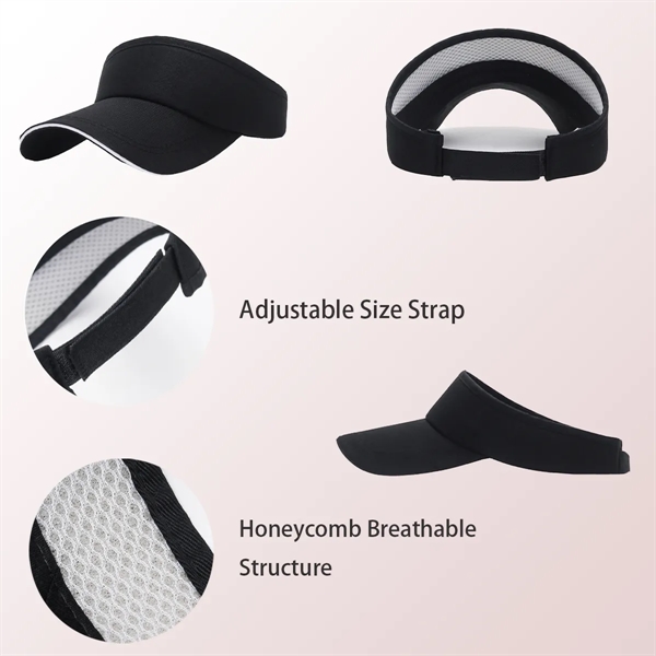 Adjustable 100% Cotton Empty Top Baseball Cap/ Visor - Adjustable 100% Cotton Empty Top Baseball Cap/ Visor - Image 1 of 2