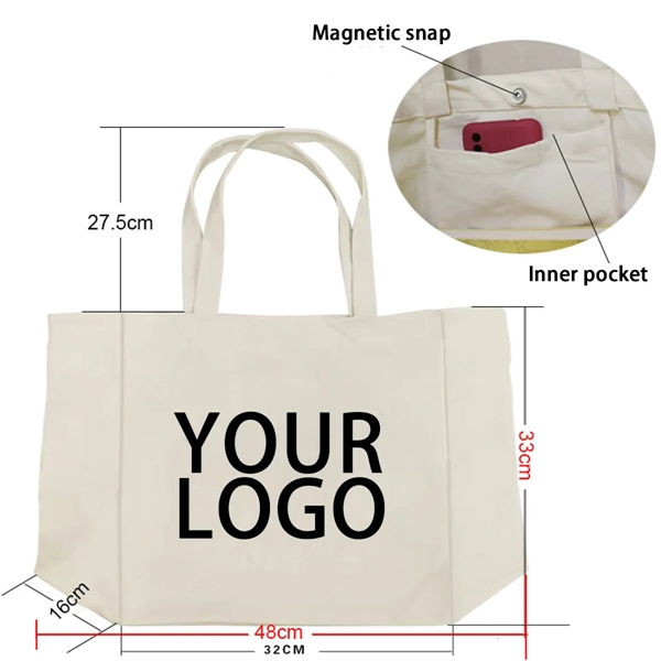 Casual Canvas Tote Bag w/ Inner Pocket - Casual Canvas Tote Bag w/ Inner Pocket - Image 1 of 2