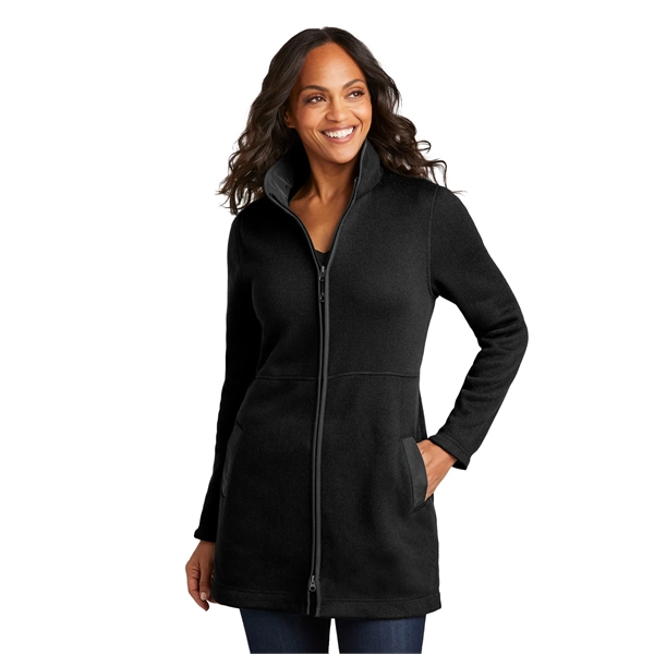 Port Authority Women's Arc Sweater Fleece Long Jacket - Port Authority Women's Arc Sweater Fleece Long Jacket - Image 9 of 14