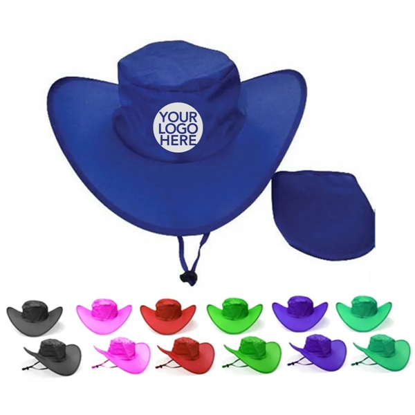 Polyester Foldable Cowboy Hat With Pouch - Polyester Foldable Cowboy Hat With Pouch - Image 0 of 2
