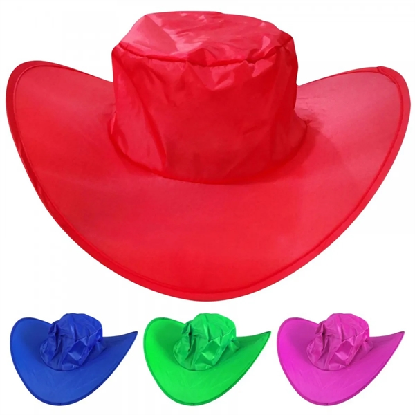 Polyester Foldable Cowboy Hat With Pouch - Polyester Foldable Cowboy Hat With Pouch - Image 1 of 2