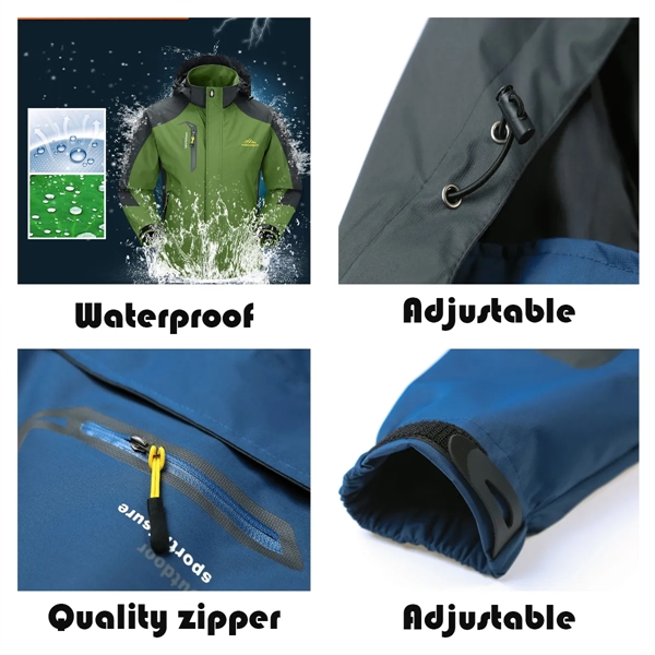 Men's Outdoor Sports Hooded Windproof Jacket Waterproof - Men's Outdoor Sports Hooded Windproof Jacket Waterproof - Image 3 of 4