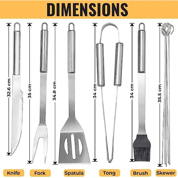 9 Packs Stainless Steel BBQ Grill Tool Set With Storage Bag - 9 Packs Stainless Steel BBQ Grill Tool Set With Storage Bag - Image 1 of 5