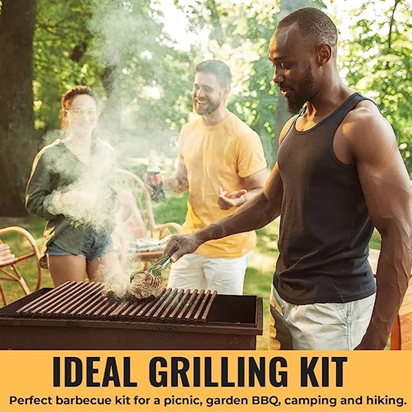 9 Packs Stainless Steel BBQ Grill Tool Set With Storage Bag - 9 Packs Stainless Steel BBQ Grill Tool Set With Storage Bag - Image 3 of 5