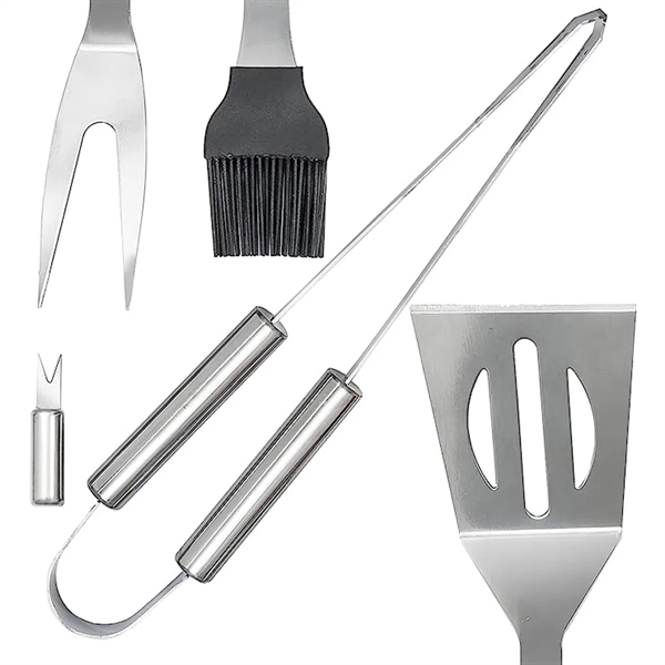 9 Packs Stainless Steel BBQ Grill Tool Set With Storage Bag - 9 Packs Stainless Steel BBQ Grill Tool Set With Storage Bag - Image 4 of 5