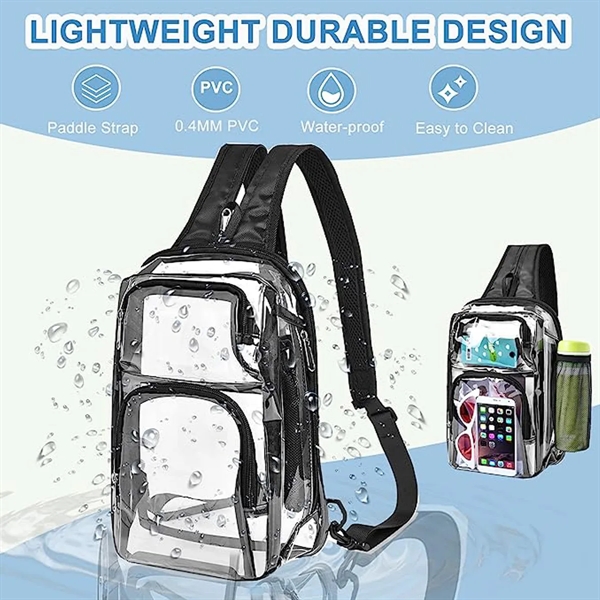 Clear PVC Outdoor Backpack & Sling Bag With Adjustable Strap - Clear PVC Outdoor Backpack & Sling Bag With Adjustable Strap - Image 3 of 8