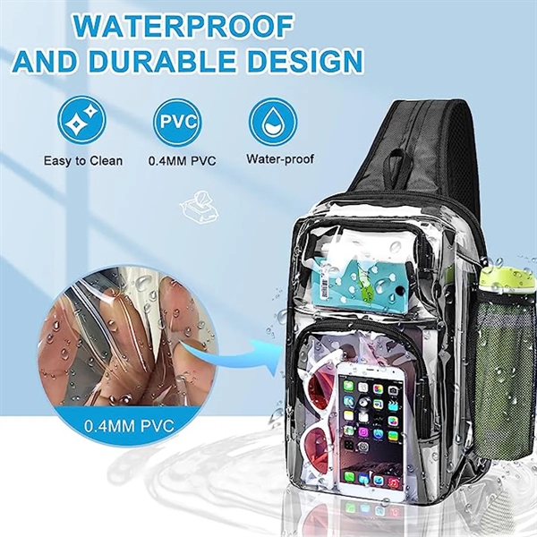 Clear PVC Outdoor Backpack & Sling Bag With Adjustable Strap - Clear PVC Outdoor Backpack & Sling Bag With Adjustable Strap - Image 4 of 8