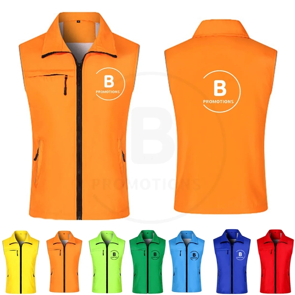 Custom Polyester Work Vest With Mesh Lining - Custom Polyester Work Vest With Mesh Lining - Image 0 of 2