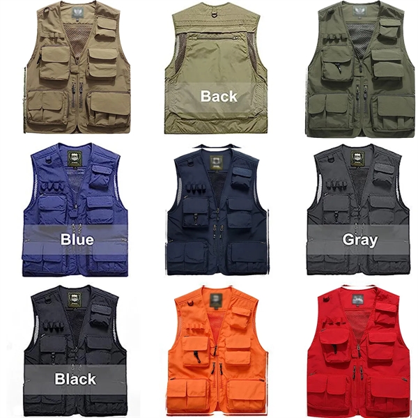 Casual Outdoor Safari Fishing Vest Jacket with Multi Pockets - Casual Outdoor Safari Fishing Vest Jacket with Multi Pockets - Image 1 of 3