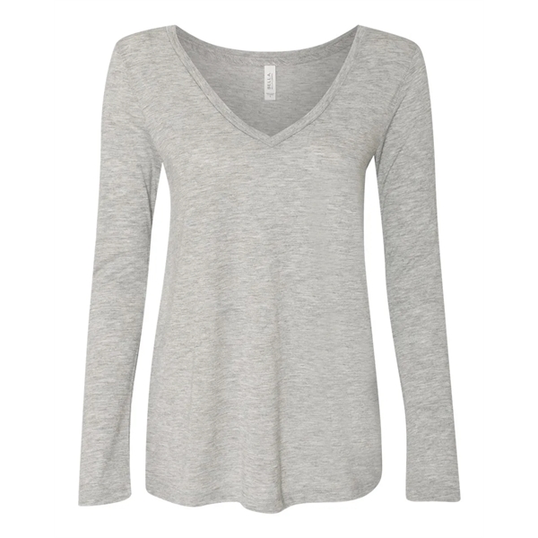 BELLA + CANVAS Women's Flowy Long Sleeve V-Neck Tee - BELLA + CANVAS Women's Flowy Long Sleeve V-Neck Tee - Image 1 of 24