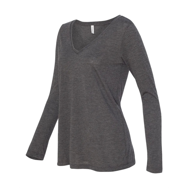 BELLA + CANVAS Women's Flowy Long Sleeve V-Neck Tee - BELLA + CANVAS Women's Flowy Long Sleeve V-Neck Tee - Image 7 of 24
