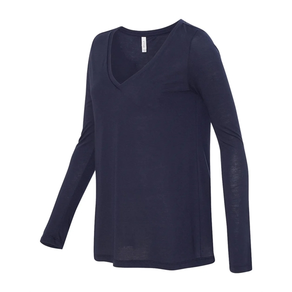 BELLA + CANVAS Women's Flowy Long Sleeve V-Neck Tee - BELLA + CANVAS Women's Flowy Long Sleeve V-Neck Tee - Image 9 of 24