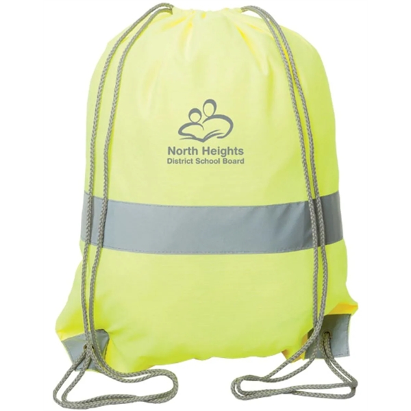 Hi Viz Cinch Bag Reflective Tape Safety Drawstring Backpack - Hi Viz Cinch Bag Reflective Tape Safety Drawstring Backpack - Image 0 of 2