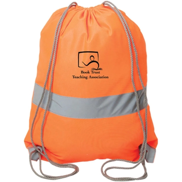 Hi Viz Cinch Bag Reflective Tape Safety Drawstring Backpack - Hi Viz Cinch Bag Reflective Tape Safety Drawstring Backpack - Image 1 of 2